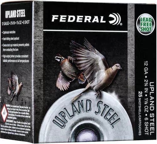 12 Gauge 25 Rounds Ammunition Federal Cartridge 2 3/4" 1 1/8 oz Steel #6
