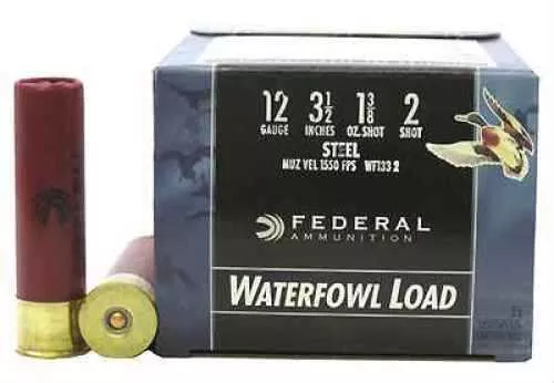 12 Gauge 25 Rounds Ammunition Federal Cartridge 3 1/2" 1 3/8 oz Steel #2