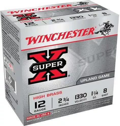12 Gauge 25 Rounds Ammunition Winchester 2 3/4" 1 1/4 oz Lead #8