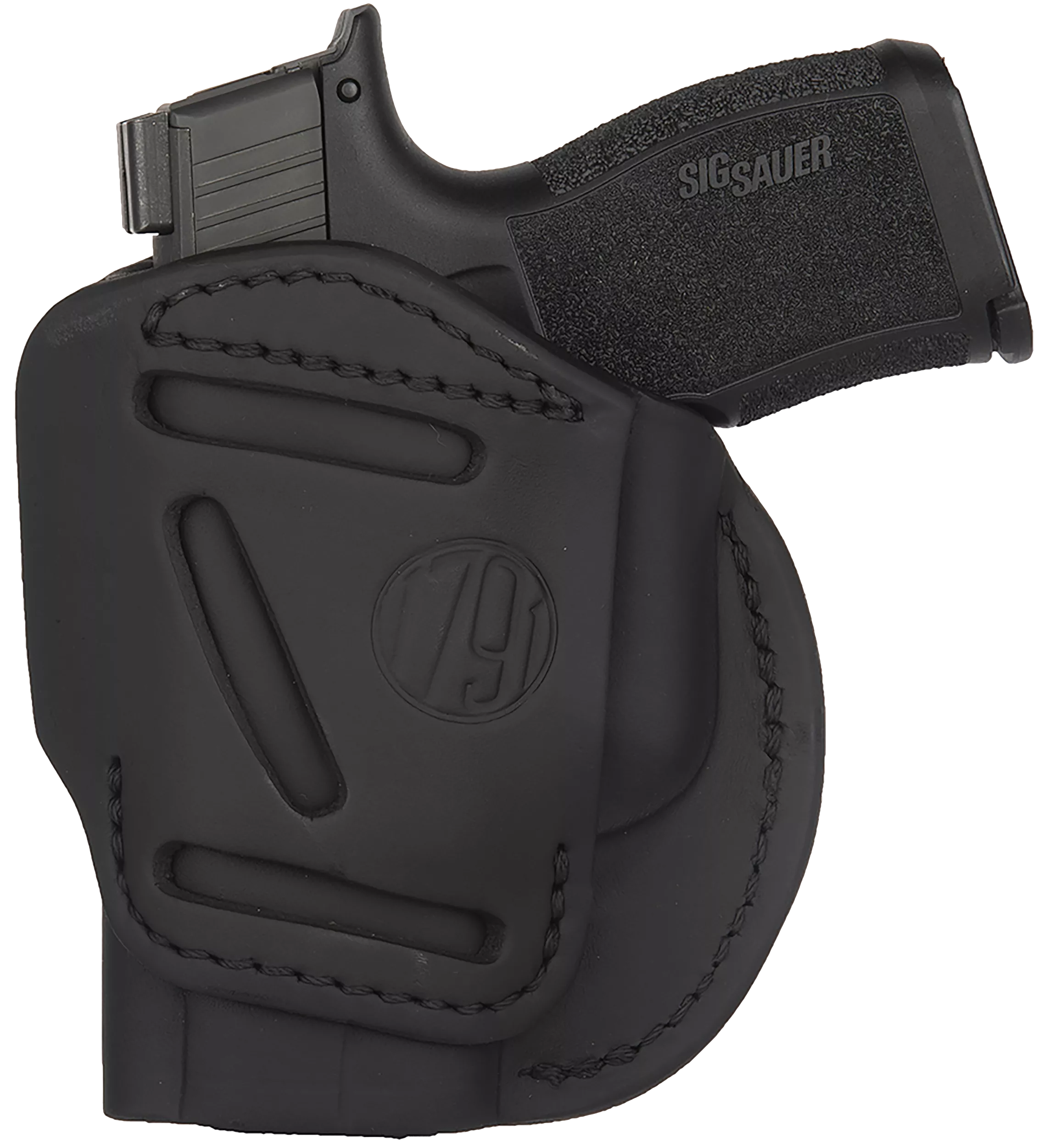 1791 Gunleather 4WH3SBLR 4-WayIWB/OWB Size 03 Stealth Black Leather Belt Clip Compatible w/Glock 26/Ruger LC9/S&W M&P Shield/2.0 9/40 Right Hand
