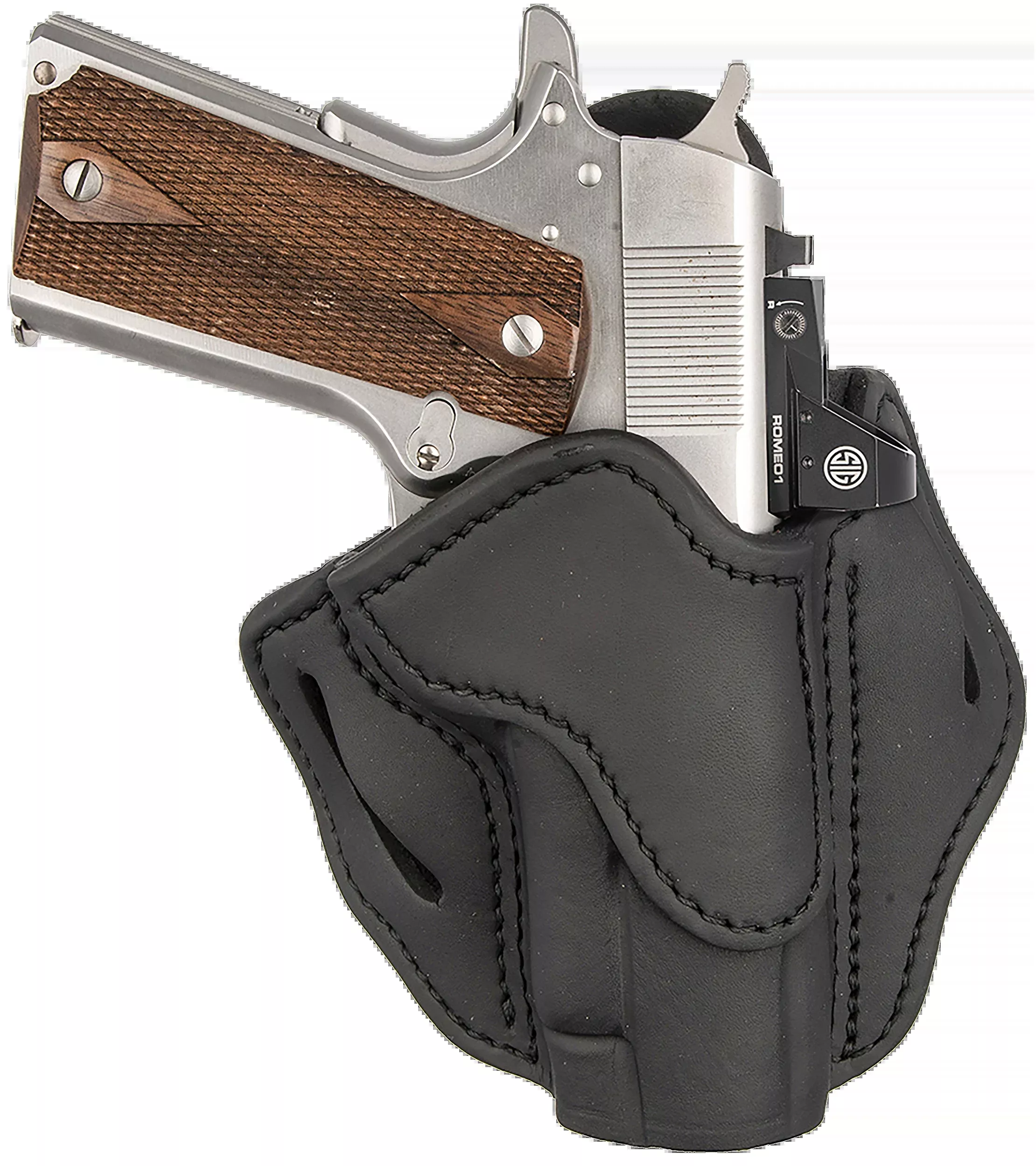 1791 Gunleather BH1 Optic Ready OWB Leather Holster, Stealth Black, 4–5 in 1911 Right Hand ORBH1SSBLR