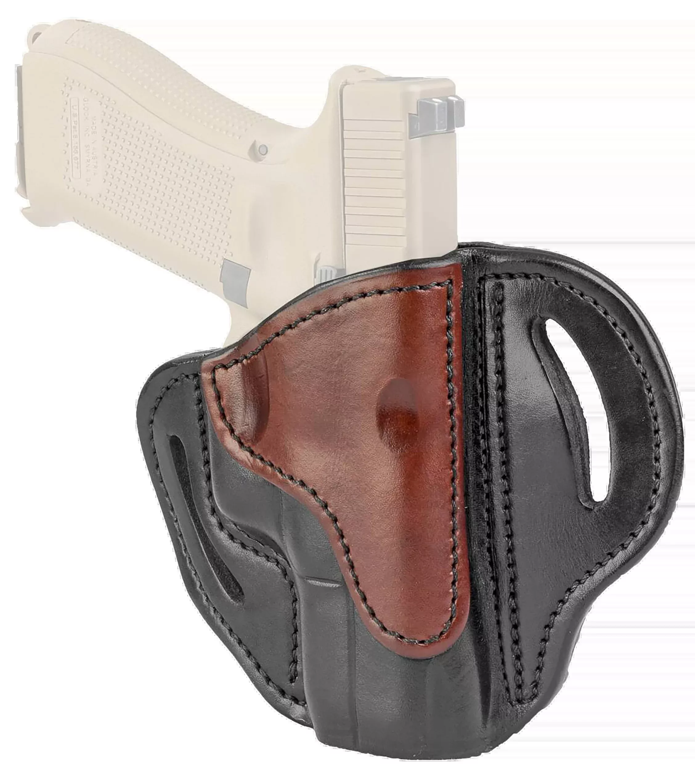 1791 Gunleather BH2.1 Outside-the-Waistband Leather Belt Holster, Black/Brown, Right Hand - BH21BLBR