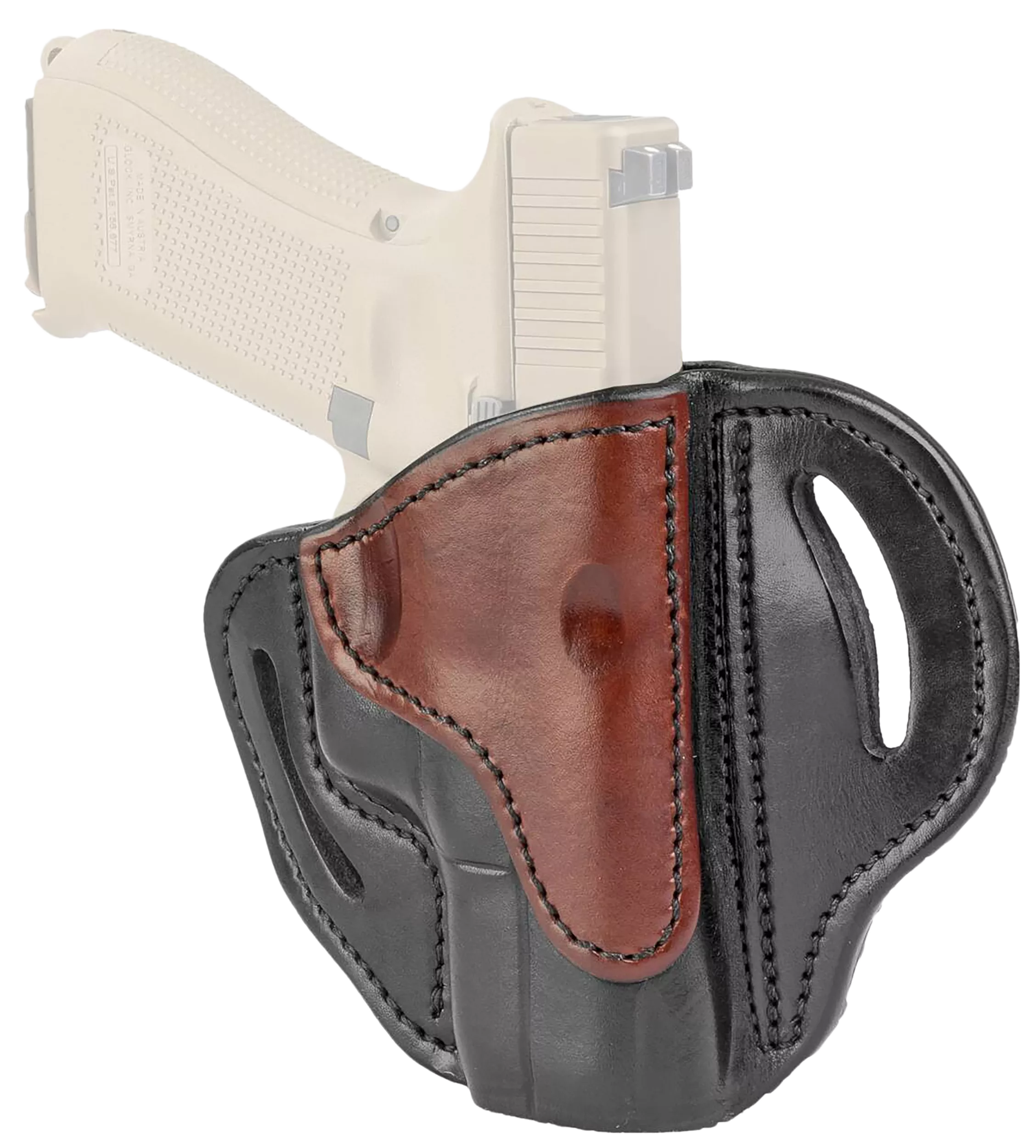 1791 Gunleather BH21BLBR BH2.1OWB Size 2.1 Black/Brown Leather Belt Slide Compatible w/Glock 17/S&W M&P Shield/Springfield XD Right Hand