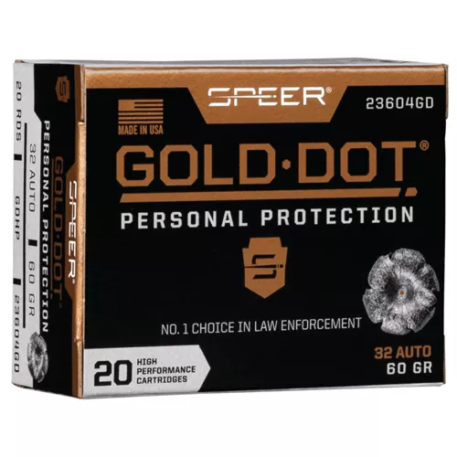 32 ACP 20 Rounds Ammunition Speer 60 Grain Hollow Point