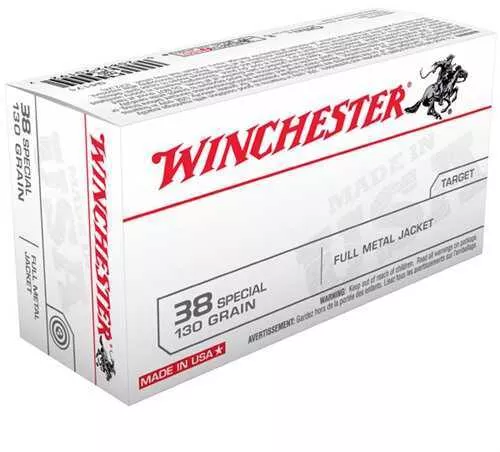 38 Special 50 Rounds Ammunition Winchester 130 Grain Full Metal Jacket