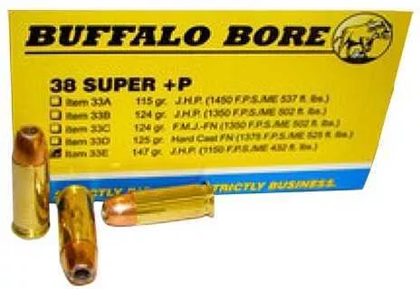 38 Super Automatic 20 Rounds Ammunition Buffalo Bore 147 Grain Hollow Point
