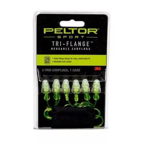 3M Peltro Sport Tri-Flang Reusable Earplugs 3-pair pack 97317