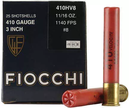 410 Gauge 25 Rounds Ammunition Fiocchi Ammo 3" 11/16 oz Lead #8