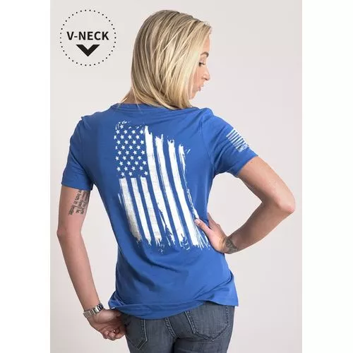 9 Line Women's Relaxed Fit V-Neck T-Shirt - America - Royal