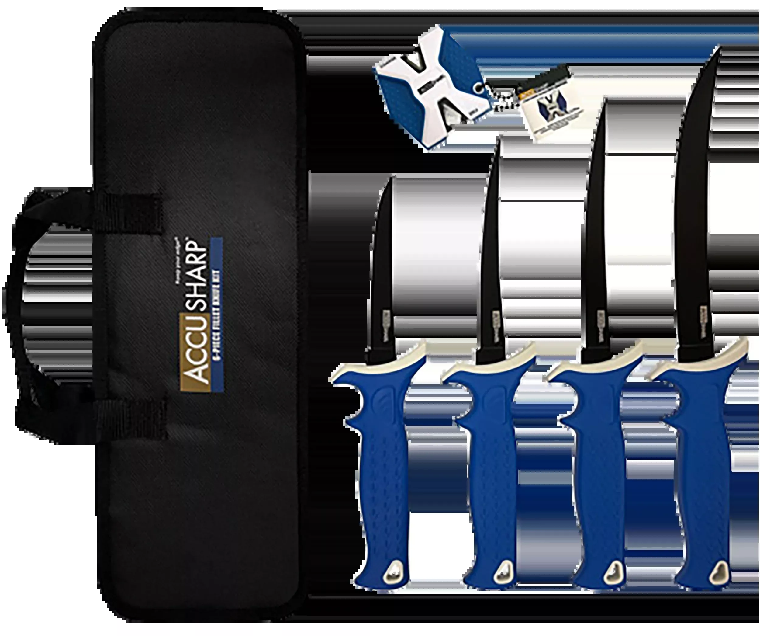 Accusharp Fillet Knife Kit with 4 Stainless Steel Knives, 2-Step Sharpener & Case, 737C