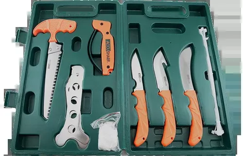 AccuSharp Game Processing Kit, 9-Piece Knives, Bone Saw & Sharpener with Hard Case – 728C
