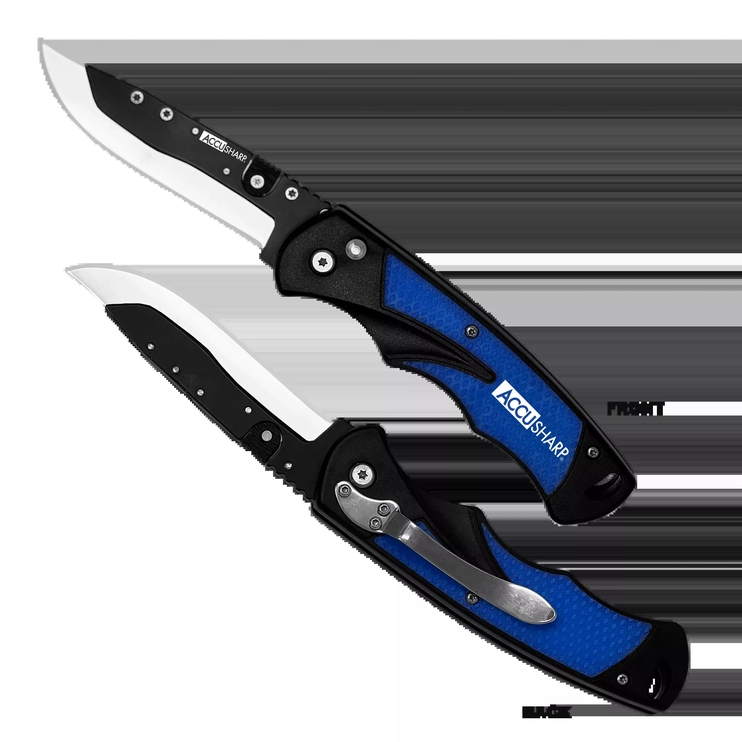AccuSharp Replaceable Blade Folding Razor Knife, 3.5 in Stainless Blade, Blue Handle, 743C