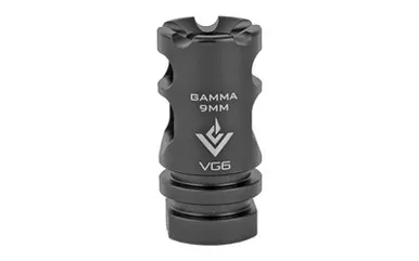 Aero Precision VG6 Gamma 9mm Muzzle Brake AR-15 Compatible 1/2x28 Right Hand 17-4PH Stainless Steel Black Nitride Finish