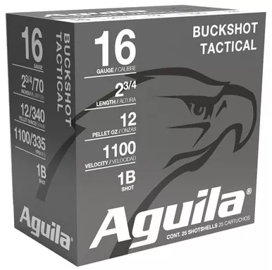 Aguila 1C1601BA Buckshot High Velocity 16 Gauge 2.75" 1-1/8oz 1 Buck Shot - 25 Per Box