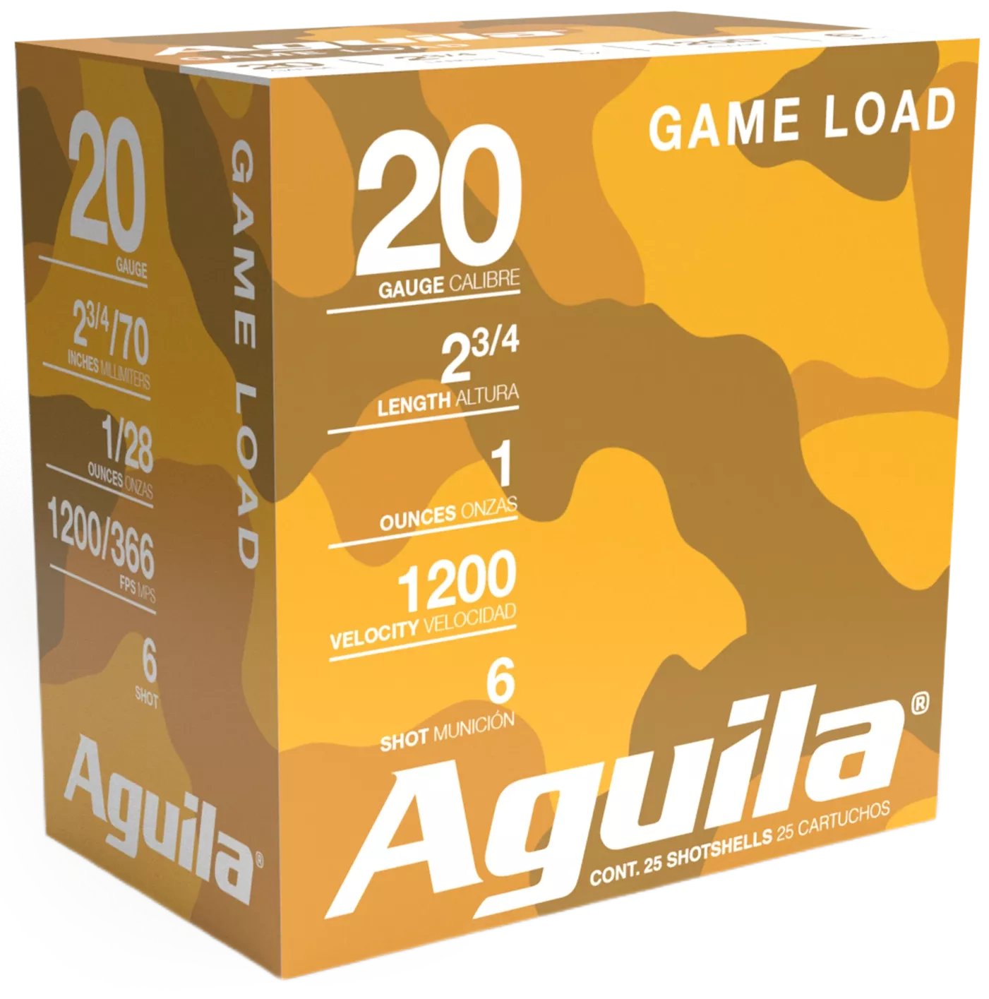 Aguila 1CHB2006 Game Load20Gauge 2.75" 1oz 6Shot 25 Per Box/10 Case