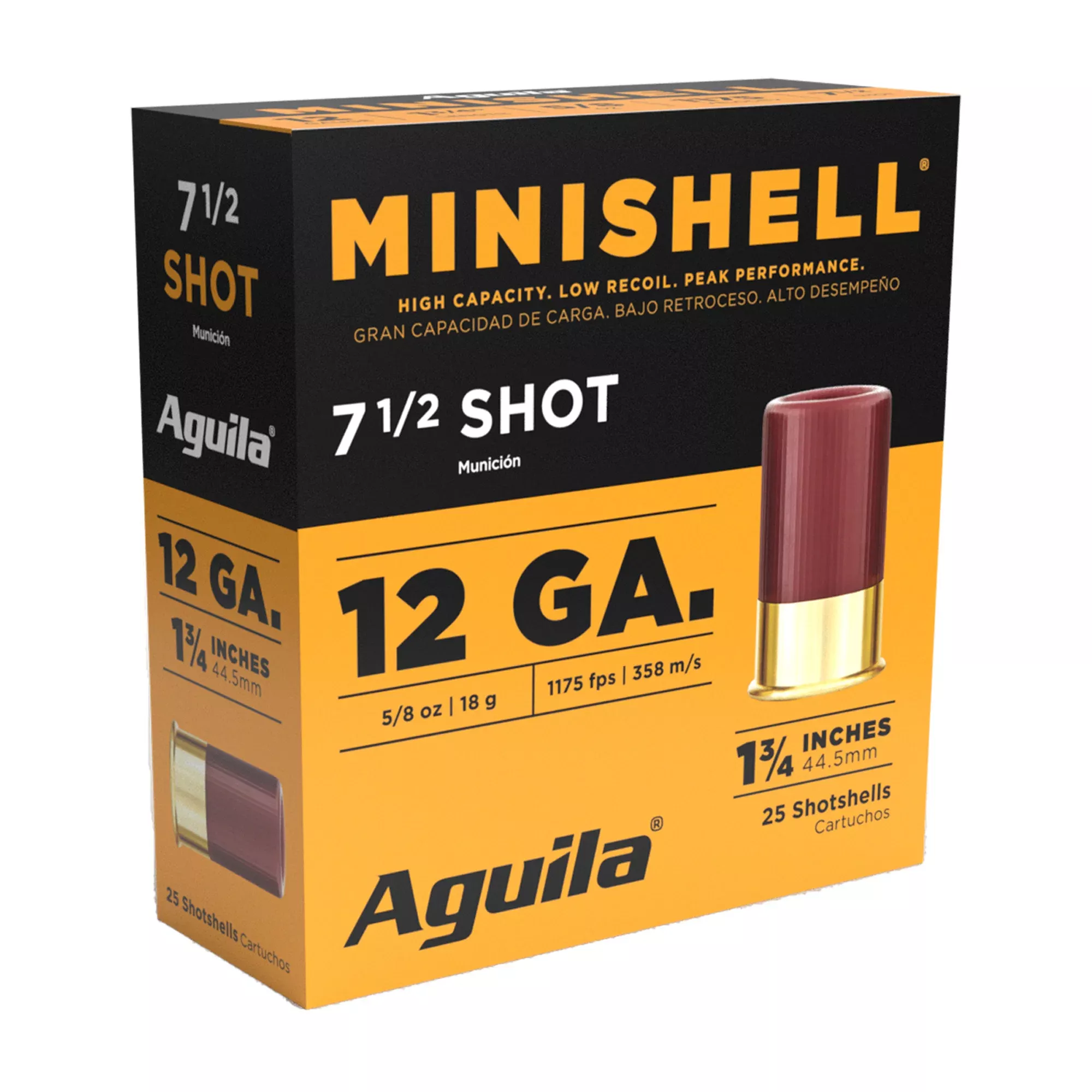 Aguila Minishell 12 Gauge 1-3/4in Shotshell Ammo, 5/8oz #7.5 Shot Low Recoil 1CHB1387