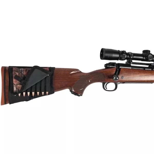 ALLEN Buttstock Rifle Shell Holder with Cover, Mossy Oak Break-Up Country Camo, 8-Round, Quiet Flap, 2068