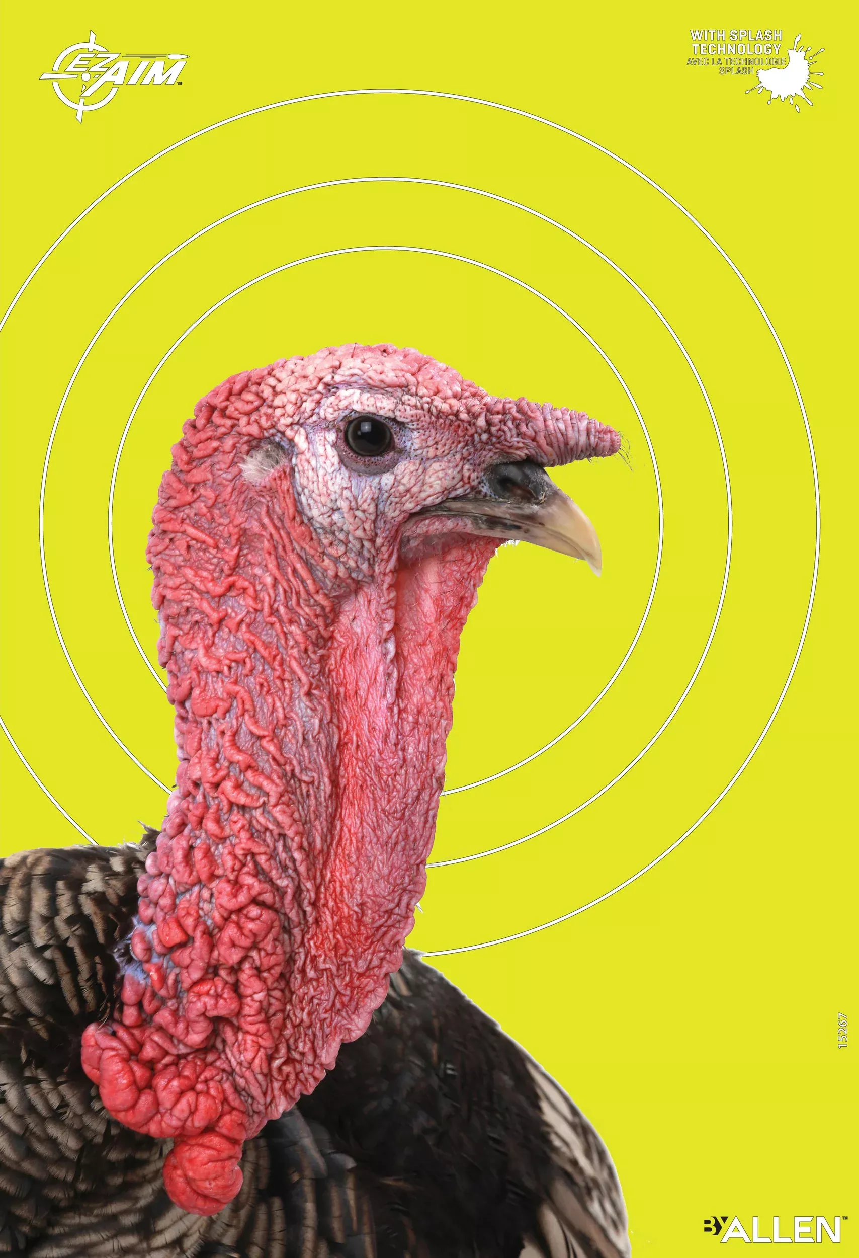 Allen EZ Aim Splash Non‑Adhesive Turkey Paper Target, 12x18 Inches, Reactive Rings, 15267