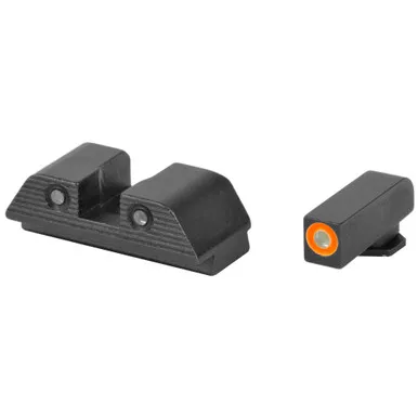Ameriglo GL-817 Trooper Sight Set for Glock Gen 1-4 10mm/.45/.357 - Green Tritium with Orange Outline Front, Green Tritium Black Serrated Rear
