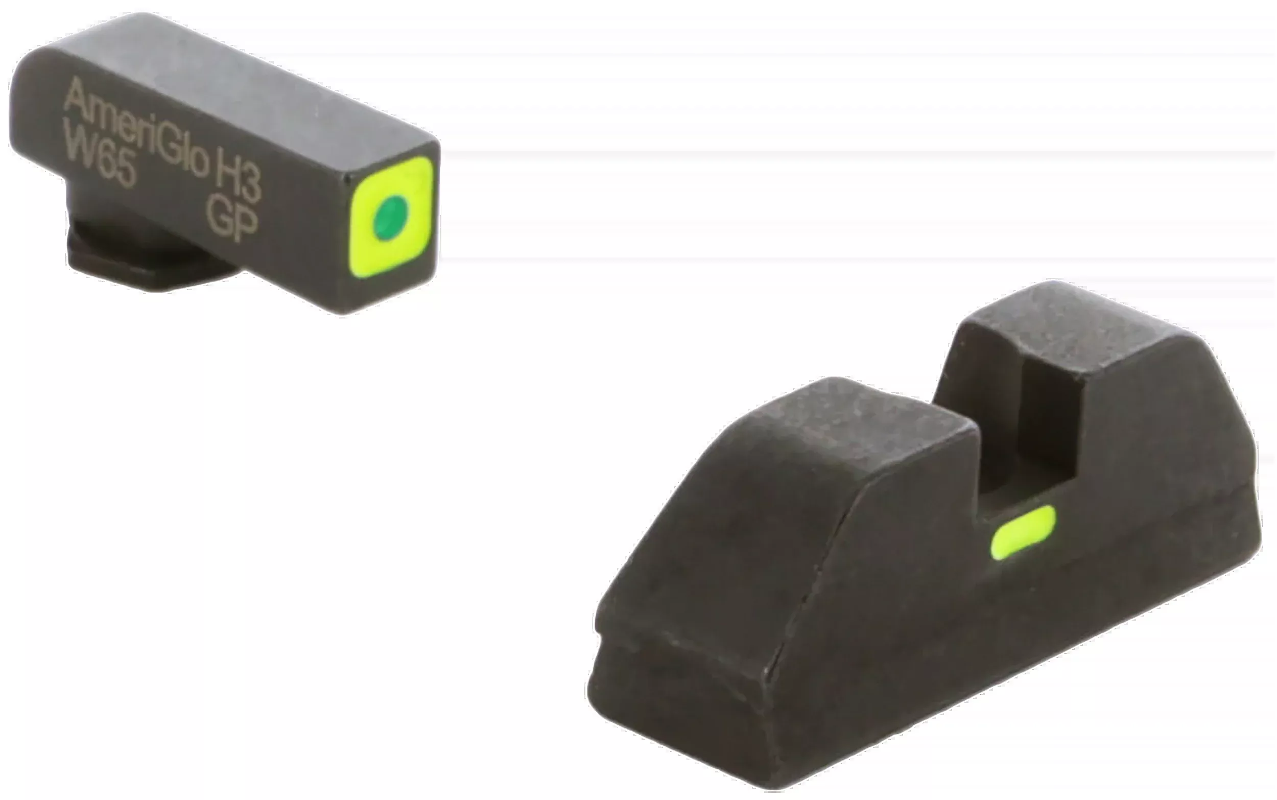 Ameriglo GL615 CAP Sight Set for Glock Gen 1-4 10mm/.45/.357 - Green Tritium LumiGreen Outline Front / LumiGreen Bar Rear