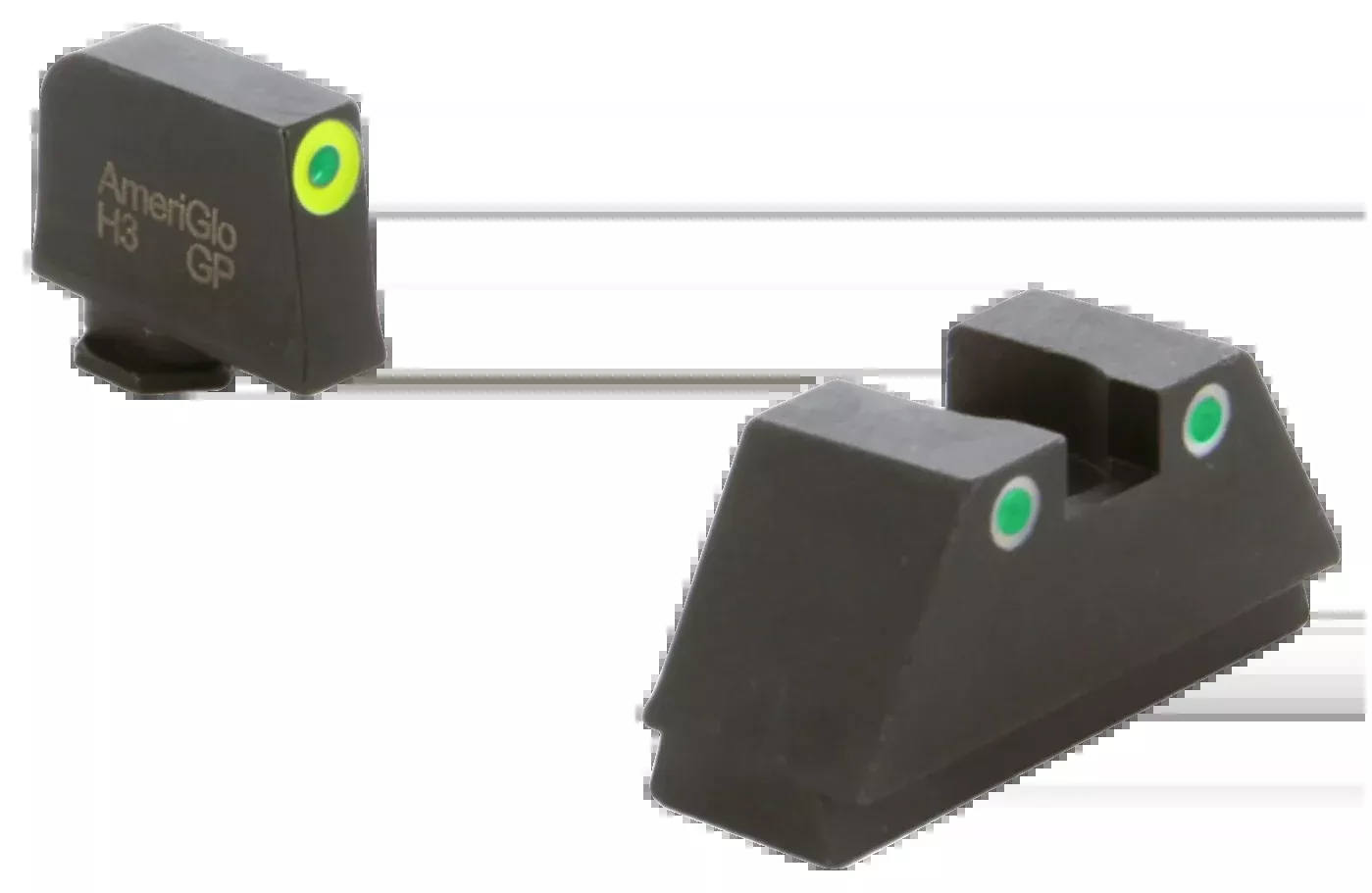 AmeriGlo Glock Optic-Compatible XL Tall Tritium Night Sight Set, LumiGreen Front & White Rear, GL333