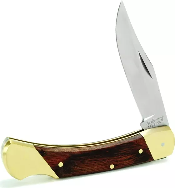 AOB CUTLERY Lockback Folding Knife Bear Paw, Leather Sheath, 3.7 in Stainless Blade - LB7