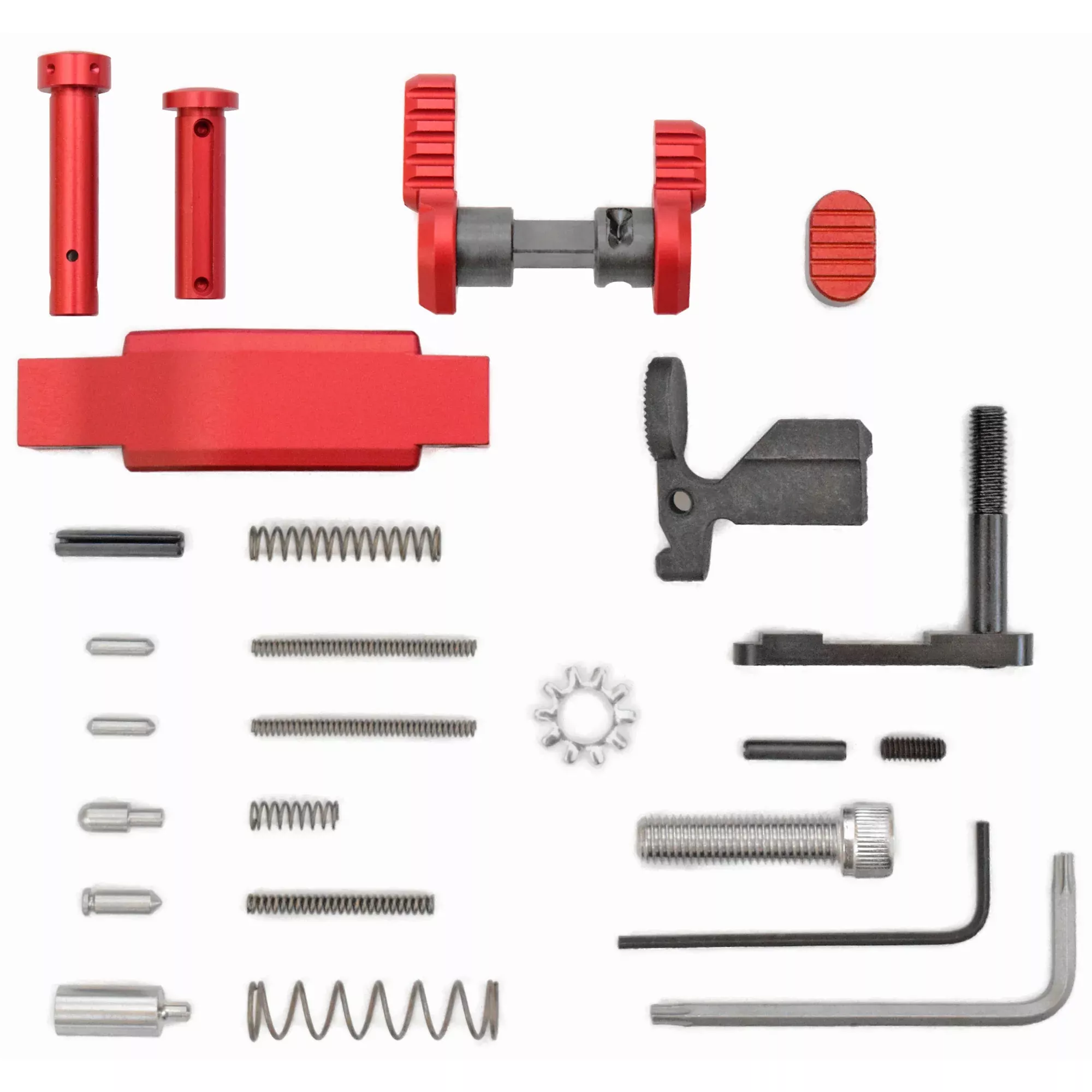 Armaspec Superlight AR-15 Lower Parts Kit .223/5.56 Red Anodized Controls ARM252-RED