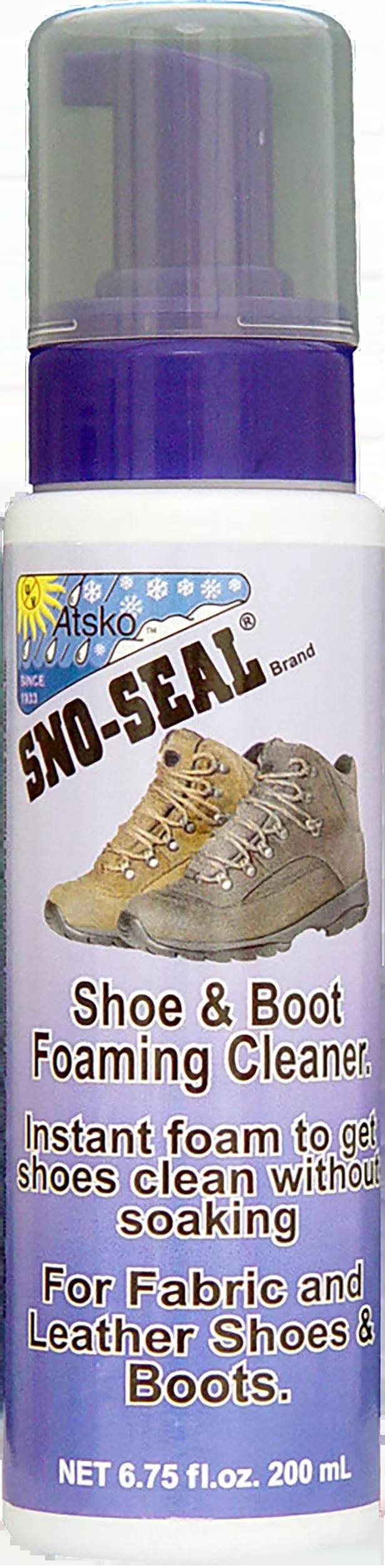 ATSKO Shoe and Boot Foaming Cleaner, Instant Foam for Fabric and Leather, 6.75 oz, 1365