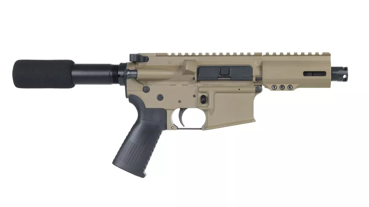 BC-15 | .300 Blackout Flat Dark Earth Cerakote Pistol | 4.5" Parkerized Heavy Barrel | 1:8 Twist | Forged Lower | Micropistol Length Gas System | MLOK Split Rail | Micro Flash Hider