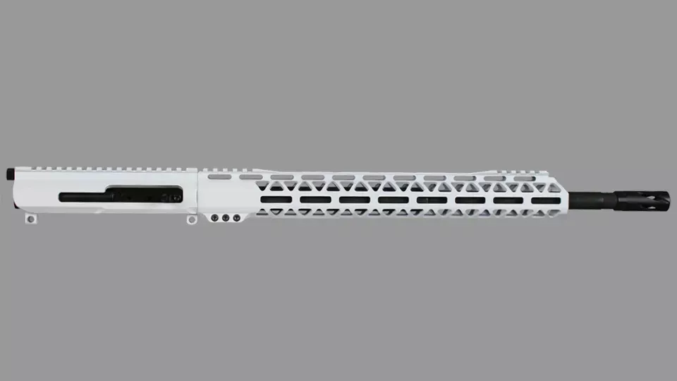 BC-15 | .450 Bushmaster Stormtrooper White Cerakote Side Charging Complete Upper Assembly | 18" Parkerized Heavy Barrel | 1:24 Twist | Mid Length Gas System | MLOK Split Rail