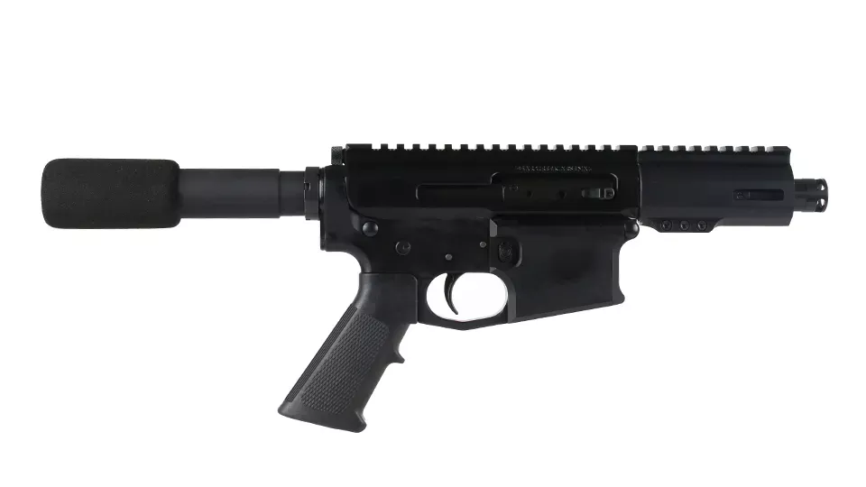 BC-15 | 5.56 NATO Right Side Charging Pistol | 4.5" Parkerized Heavy Barrel| 1:7 Twist | Forged Lower |MLOK Split Rail - Micro Flash Hider