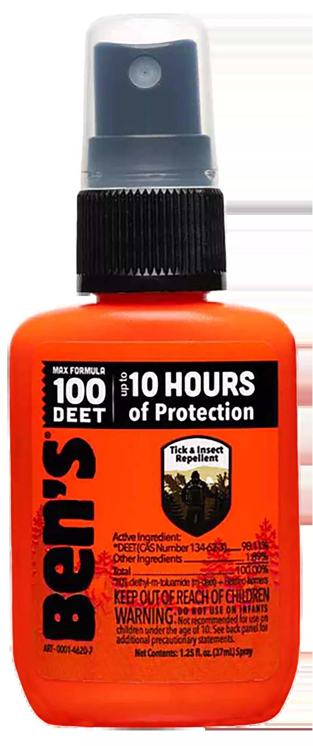 Ben's 100 Tick & Insect Repellent Spray, Odorless, 1.25 fl oz, Up to 10 Hours Protection 00067070