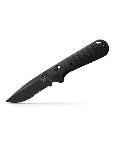 Benchmade Redoubt AXIS Folding Knife - 3.55" CPM-D2 Graphite Black Combo Blade, Black Grivory Handles - 430SBK-02