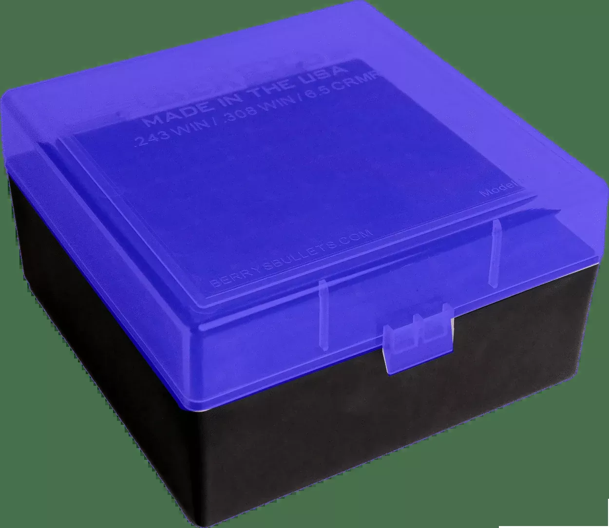 Berrys 100-Round Ammunition Storage Box, Blue/Black Polypropylene Flip-Top, 87439