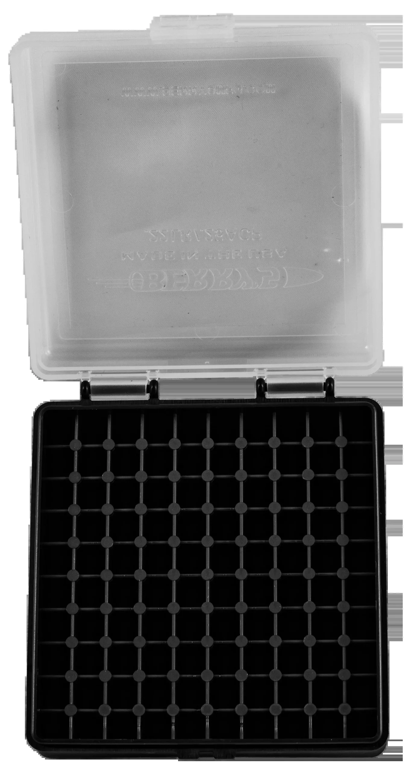 Berrys Ammo Box for .22 Long Rifle, 100-Round Flip-Top, Clear/Black Polypropylene 63600