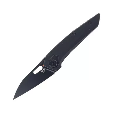 Bestech Knives VK-Void Linerlock Folding Knife - 2.854" CPM-Magnacut Wharncliffe Black Stonewash Blade, Black G10 Handles - BG63E