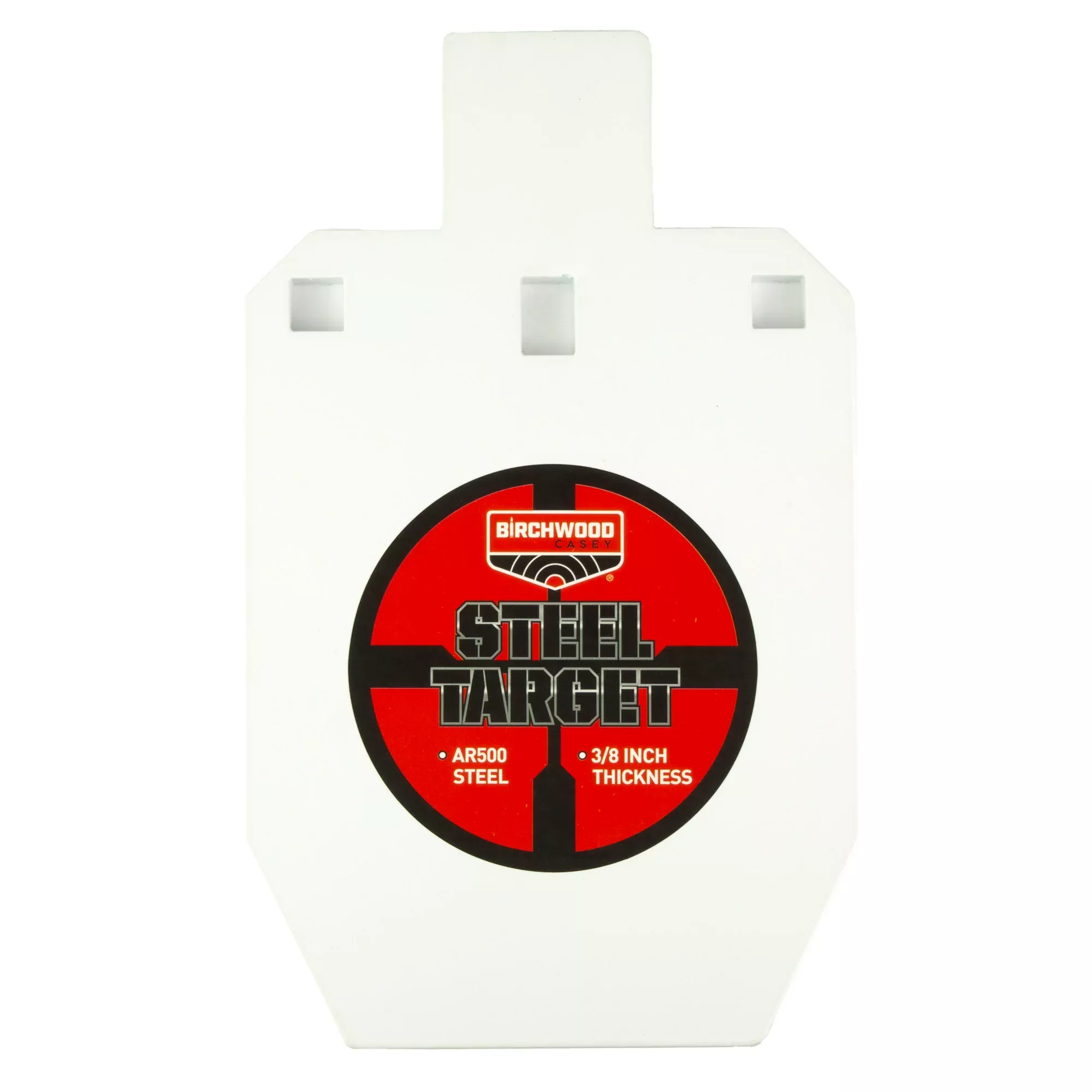 Birchwood Casey AR500 1/3 IPSC Steel Silhouette Target, 3/8 in Thick, White Powder-Coat — BC-47661