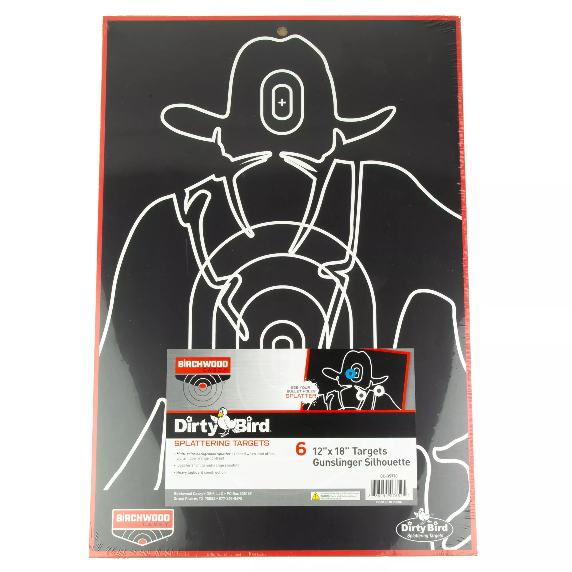 Birchwood Casey Dirty Bird Gunslinger Silhouette Paper Targets, 12x18, 6-Pack, BC-35770