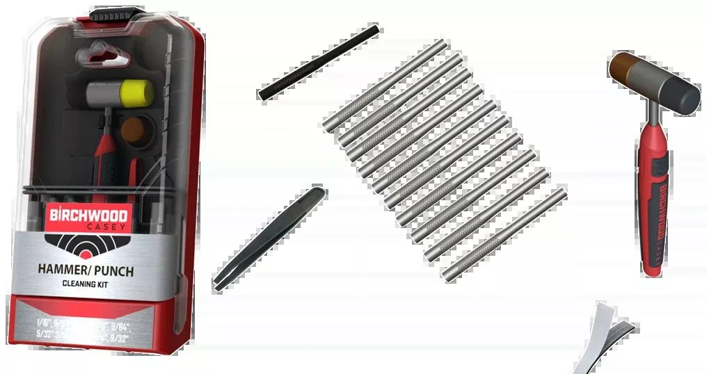 Birchwood Casey Hammer and Punch Kit, 19-Piece Gunsmithing Set with Dual-Face Hammer HMPNCHKIT