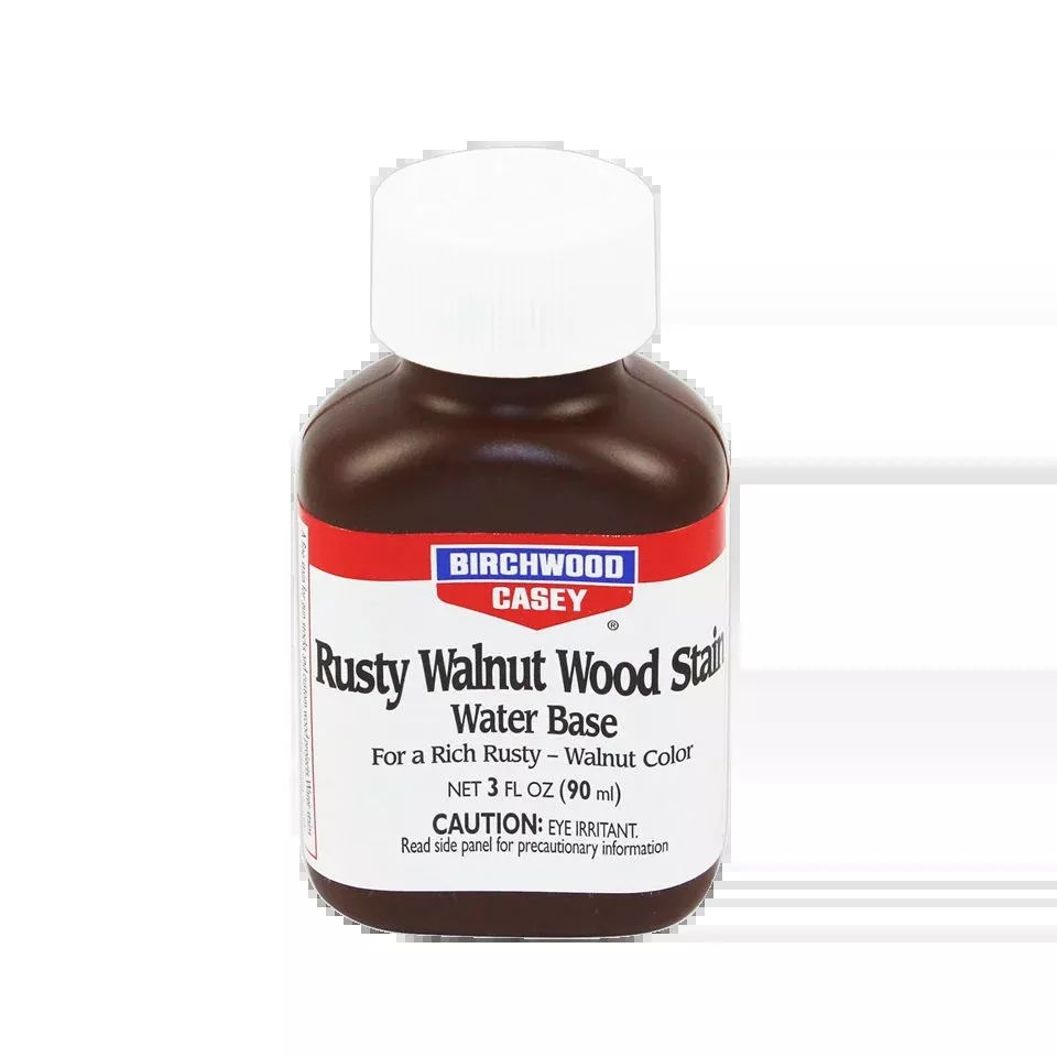 Birchwood Casey Rusty Walnut Wood Stain, Water-Based Finish for Gun Stocks, 3 fl oz - 24323