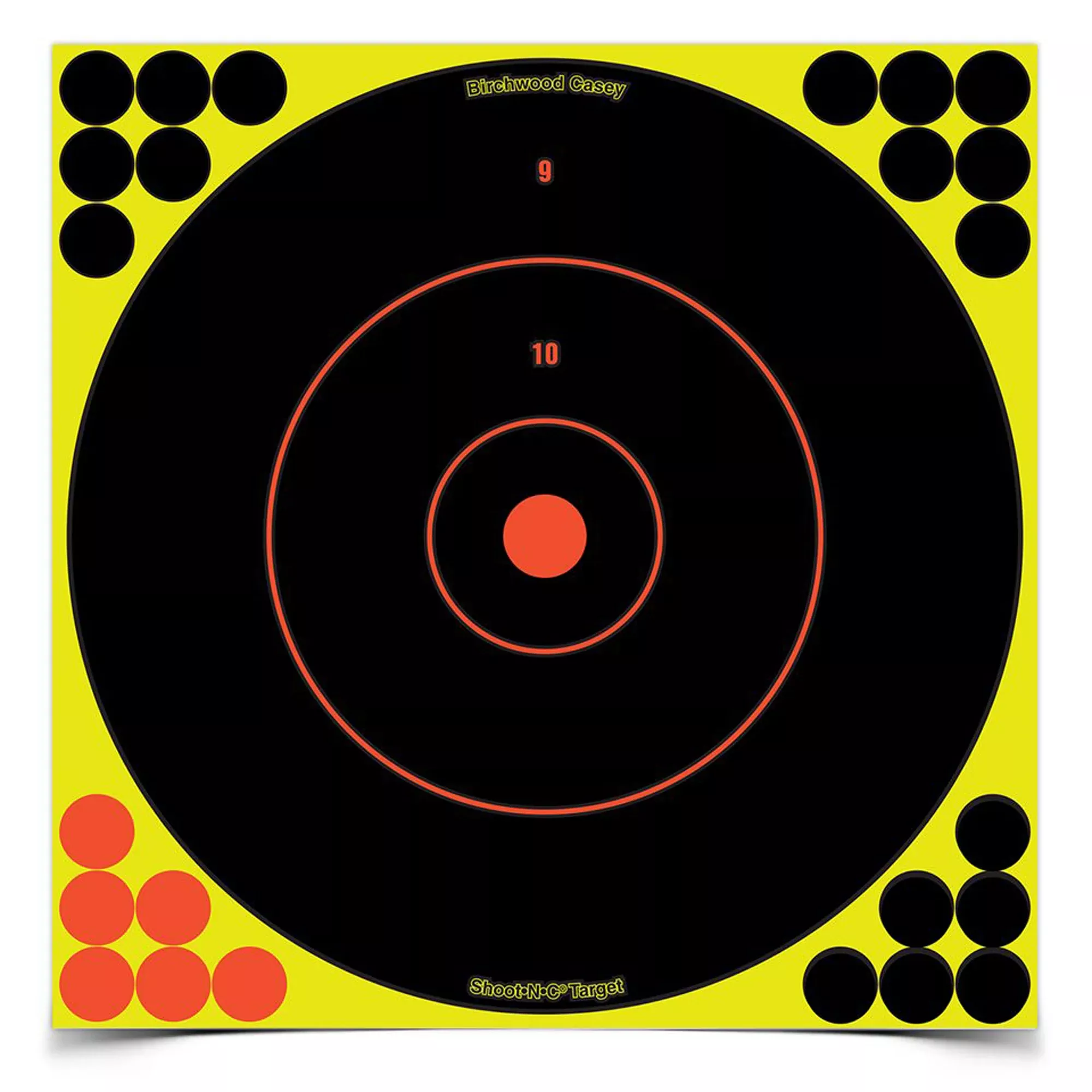 Birchwood Casey Shoot-N-C 12-inch Round Bullseye Targets, 12-Pack, Self-Adhesive with 288 Pasters BC-34022