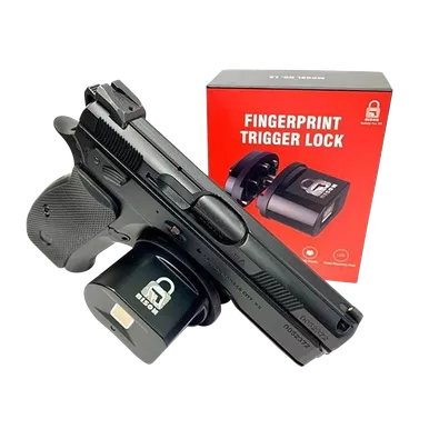 Bison L2 Fingerprint Trigger Lock - Open With Finger Scan - Black Aluminum Firearm Fit- Handgun/Rifle/Shotgun