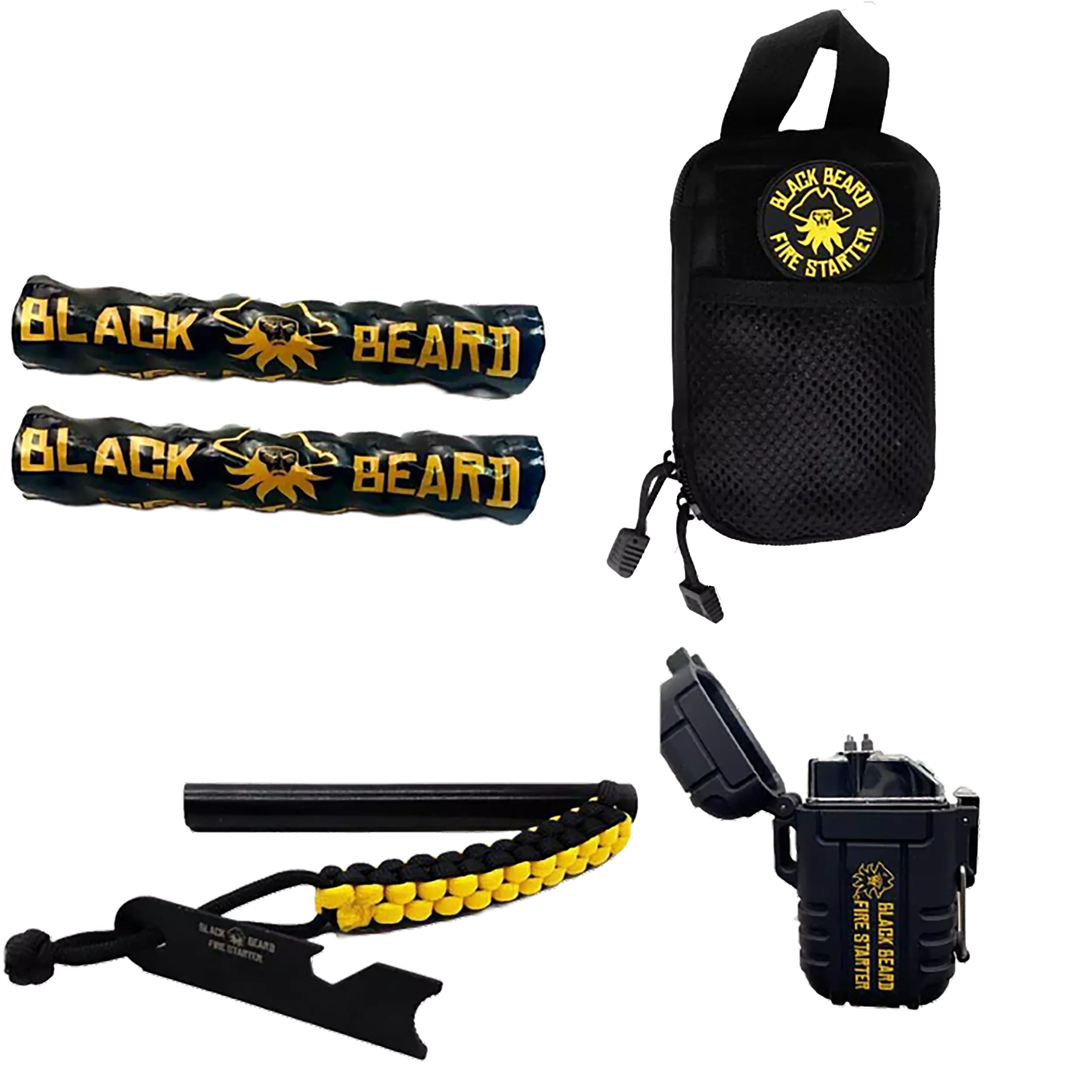 Black Beard Fire Starters SKB Ultimate Fire Kit Black Includes Ferro Rod/Plasma Arc Lighter/Organizer Case/Fire Starters/Decal
