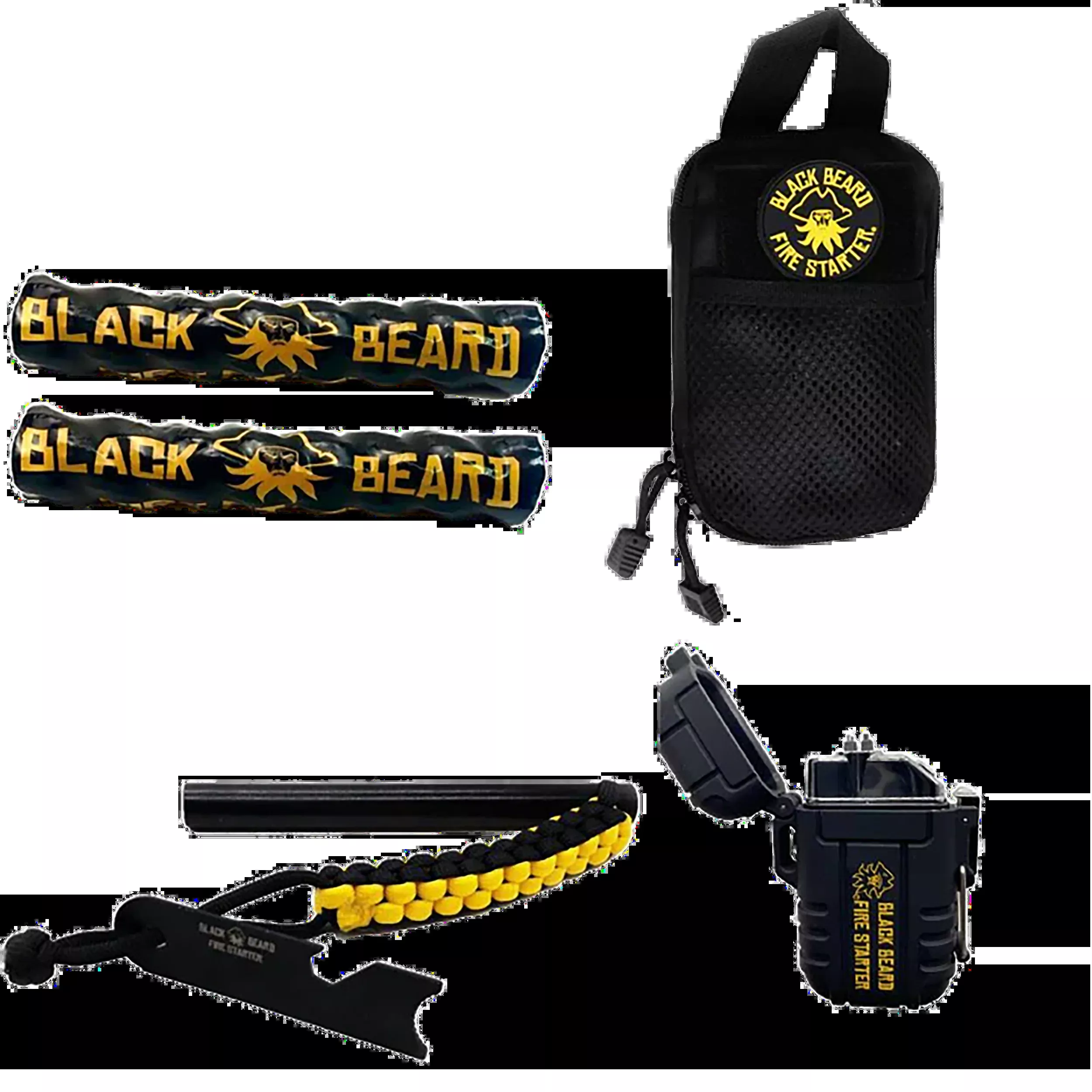 Black Beard Fire Starters Ultimate Fire Kit with Ferro Rod, Plasma Arc Lighter & Case – SKB