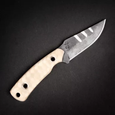 Black Knight Blades Nightmare EDC Fixed Blade - 3.0" 8670 Steel Plain Edge Blade, Tan Contoured G10 Handle, Kydex Sheath