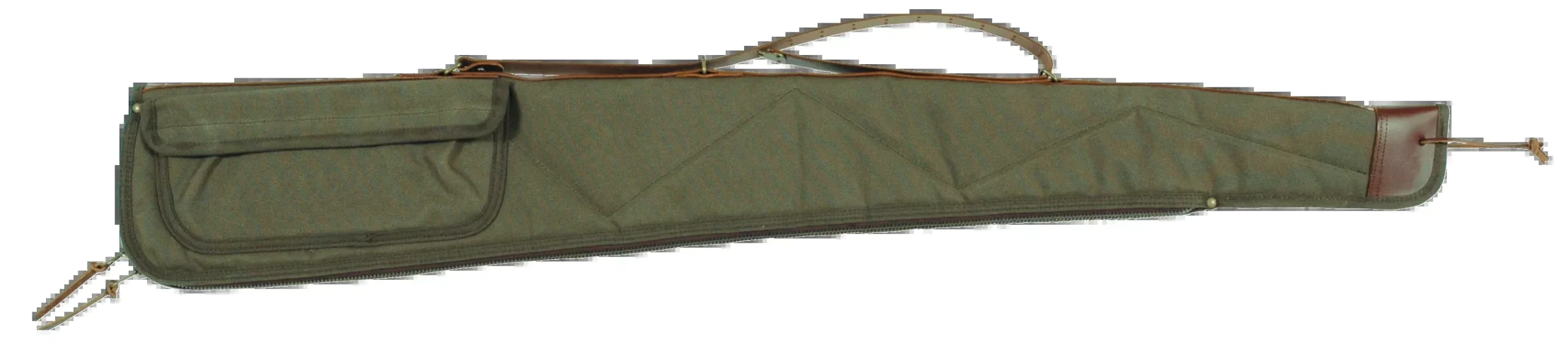 Bob Allen Canvas Shotgun Case, Green, 48-Inch, Quilted Lining, Leather Strap, Self-Healing Zipper, 14534