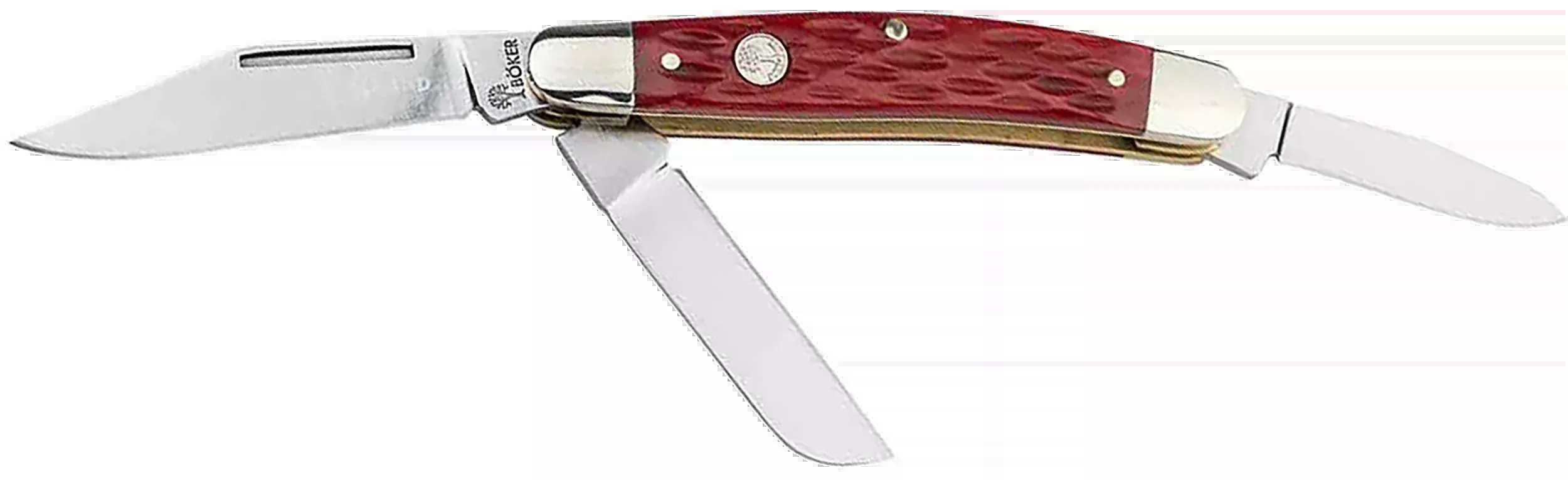 Boker Medium Stockman Traditional Folding Knife, D2 Tool Steel, Red Jigged Bone - 110855