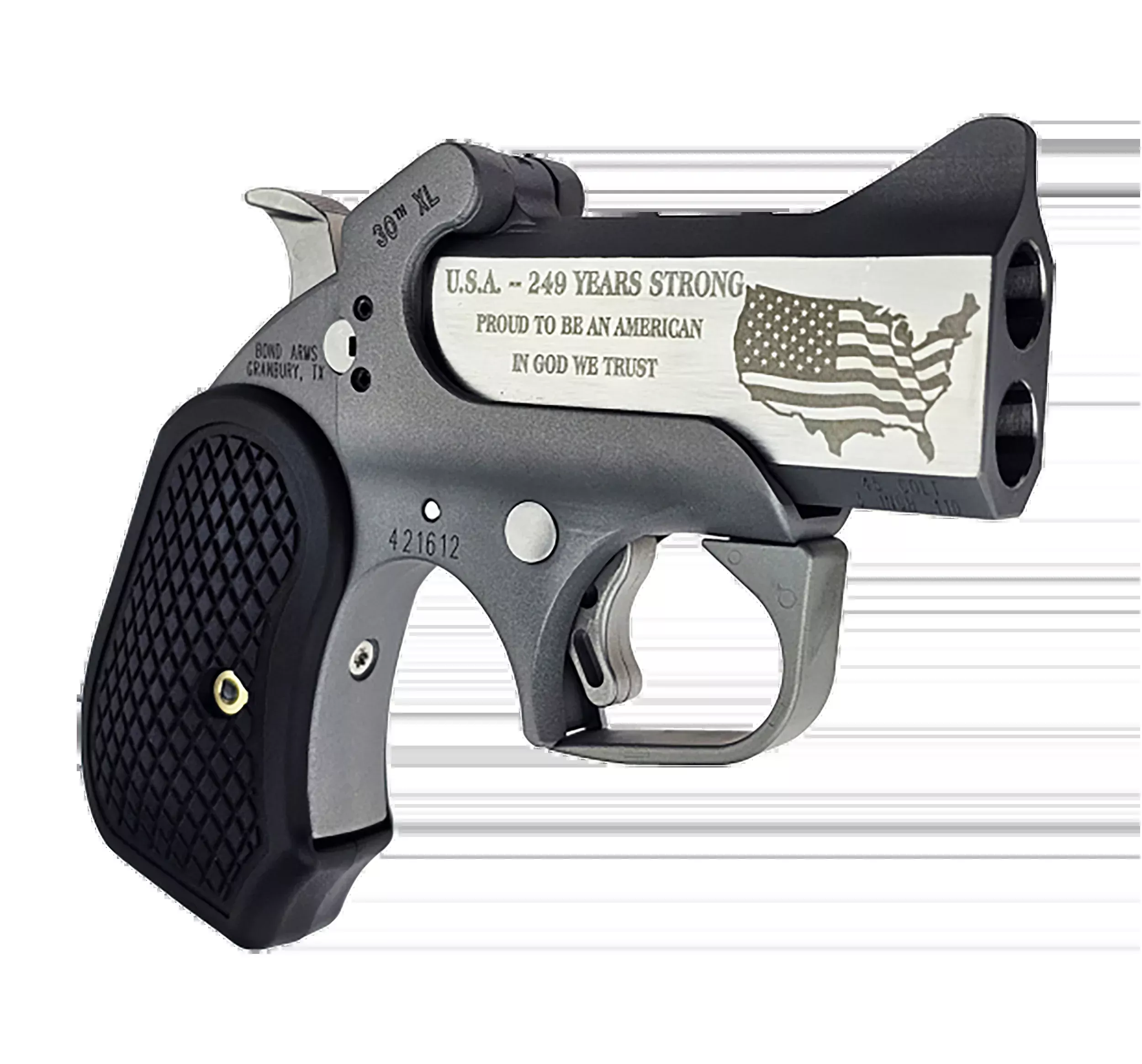 Bond Arms 30th Anniversary Rough Series 45 Colt/410 Bore 3" 2rd Break-Action Pistol - Engraved Rough Matte