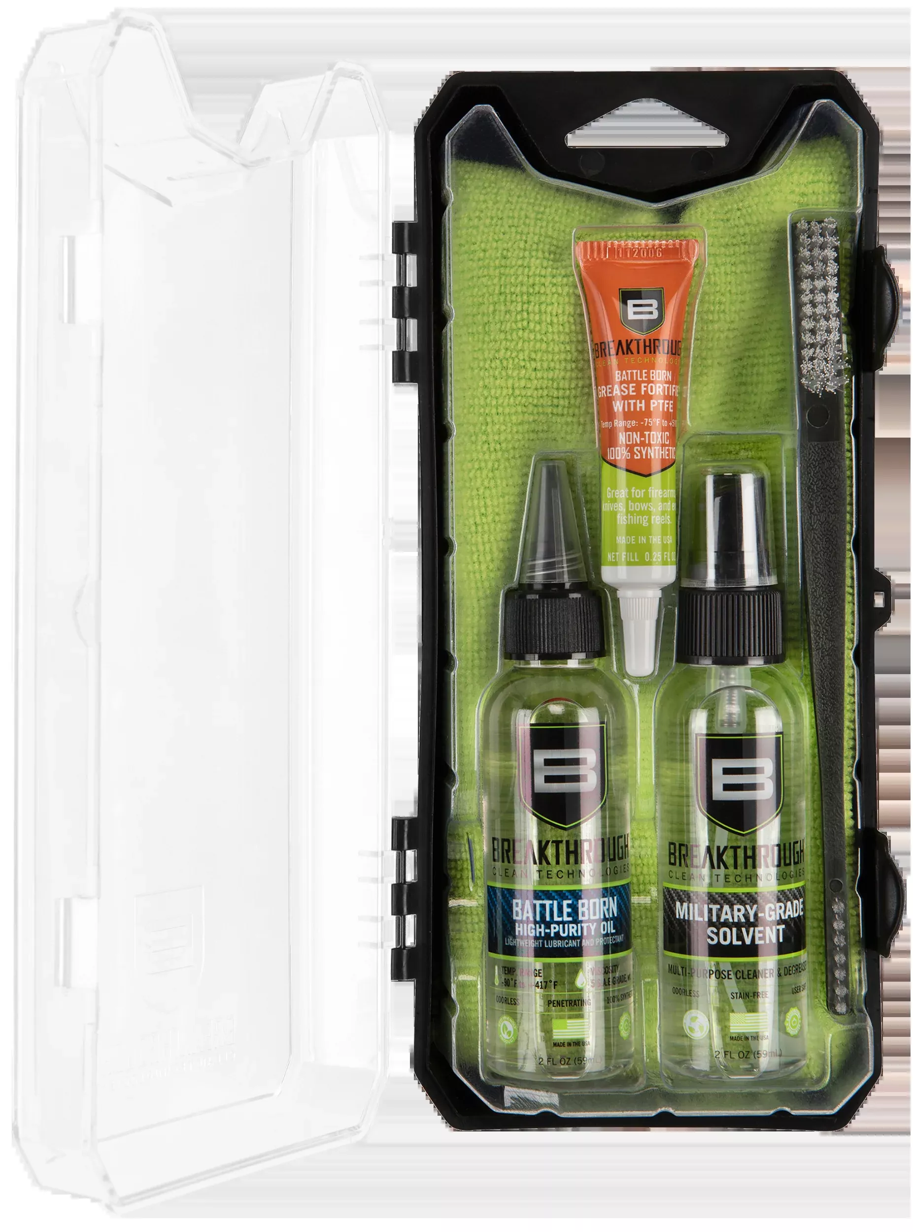 Breakthrough Clean Basic Gun Cleaning Kit, Multi-Caliber, Green, includes Solvent, Oil & Grease – BT101