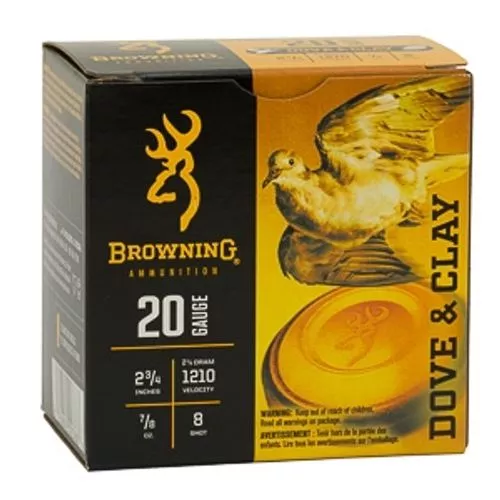 Browning 20ga 2 3/4" 8 Shot Dove & Clay Load 25 Rounds